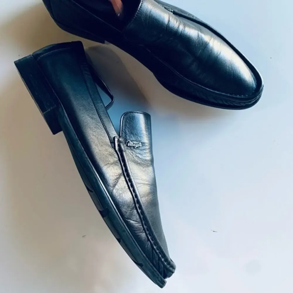 Bruno Magli Nerone Slip On Men’s Classic Leather Loafers Size 8 W Black Italy
